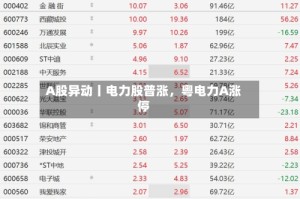 A股异动丨电力股普涨，粤电力A涨停