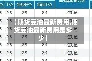 【期货豆油最新费用,期货豆油最新费用是多少】