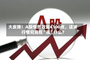 大反弹！A股悄然收复4100点，这波行情究竟在“涨”什么？