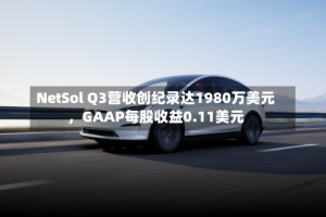 NetSol Q3营收创纪录达1980万美元，GAAP每股收益0.11美元