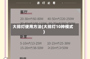 大排灯使用方法(大排灯10种模式)
