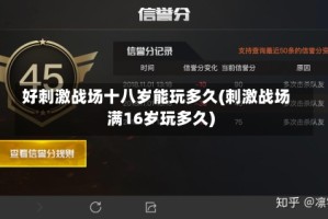 好刺激战场十八岁能玩多久(刺激战场满16岁玩多久)