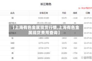 【上海有色金属现货行情,上海有色金属现货费用查询】