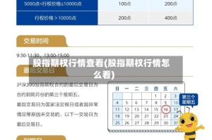 股指期权行情查看(股指期权行情怎么看)