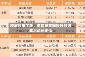 欧洲股市下跌，英镑及英国银行股因政治动荡走低