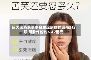 远大医药获董事会主席唐纬坤增持5万股 每股作价约6.47港元