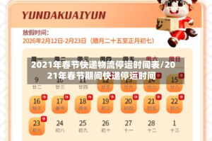2021年春节快递物流停运时间表/2021年春节期间快递停运时间