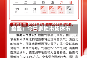 提醒：今日多地市场休市