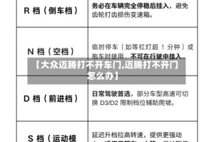 【大众迈腾打不开车门,迈腾打不开门怎么办】