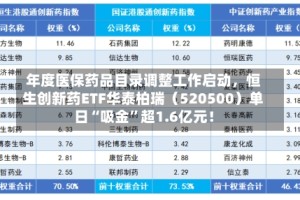 年度医保药品目录调整工作启动，恒生创新药ETF华泰柏瑞（520500）单日“吸金”超1.6亿元！