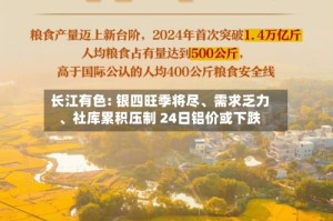 长江有色: 银四旺季将尽、需求乏力、社库累积压制 24日铝价或下跌