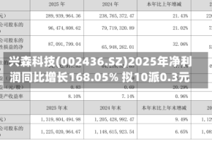 兴森科技(002436.SZ)2025年净利润同比增长168.05% 拟10派0.3元