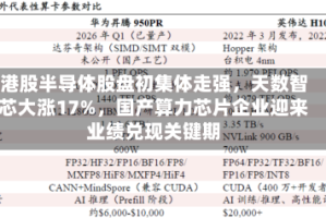 港股半导体股盘初集体走强，天数智芯大涨17%，国产算力芯片企业迎来业绩兑现关键期