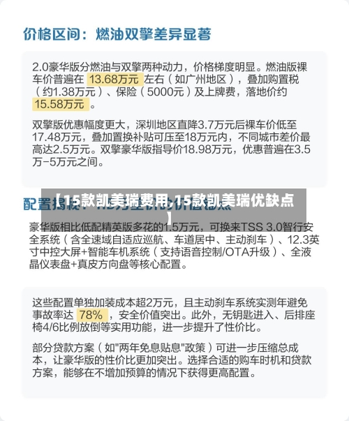 【15款凯美瑞费用,15款凯美瑞优缺点】-第1张图片