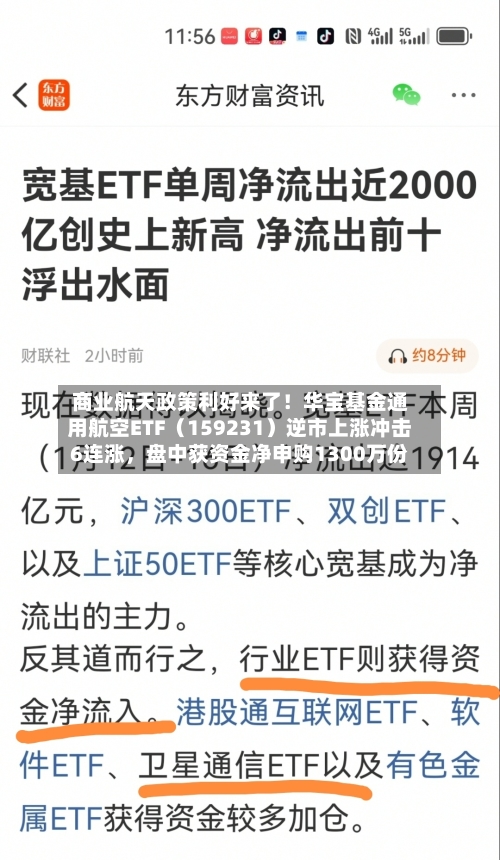 商业航天政策利好来了！华宝基金通用航空ETF（159231）逆市上涨冲击6连涨	，盘中获资金净申购1300万份-第3张图片