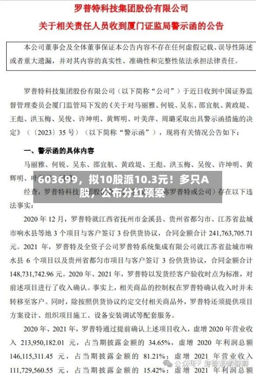 603699	，拟10股派10.3元！多只A股，公布分红预案-第3张图片