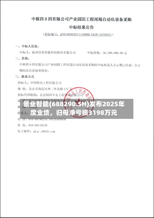 景业智能(688290.SH)发布2025年度业绩，归母净亏损3198万元-第1张图片