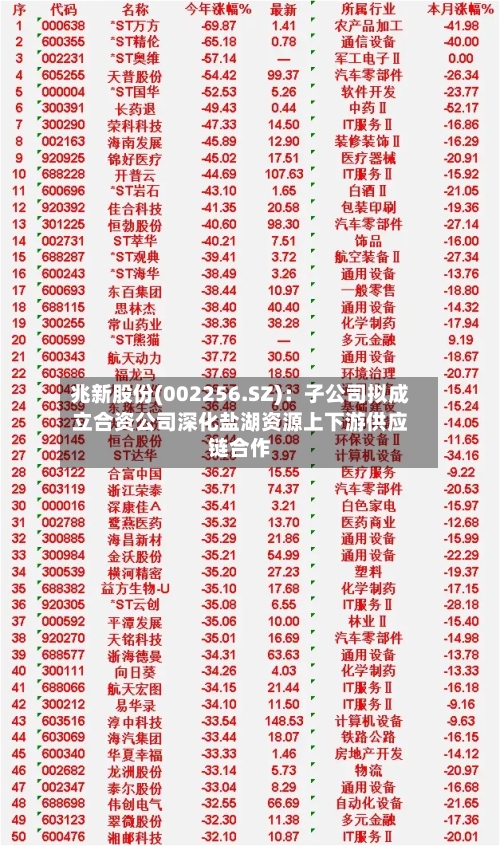 兆新股份(002256.SZ)：子公司拟成立合资公司深化盐湖资源上下游供应链合作-第1张图片