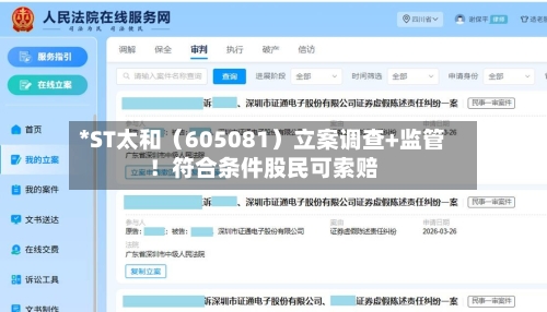 *ST太和（605081）立案调查+监管！符合条件股民可索赔-第3张图片