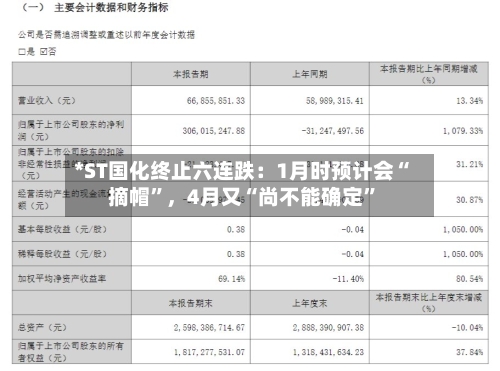 *ST国化终止六连跌：1月时预计会“摘帽”	，4月又“尚不能确定	”-第1张图片