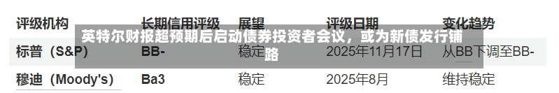 英特尔财报超预期后启动债券投资者会议	，或为新债发行铺路-第2张图片