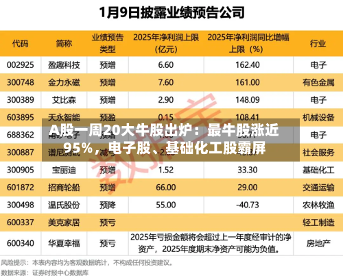 A股一周20大牛股出炉：最牛股涨近95%，电子股	、基础化工股霸屏-第3张图片