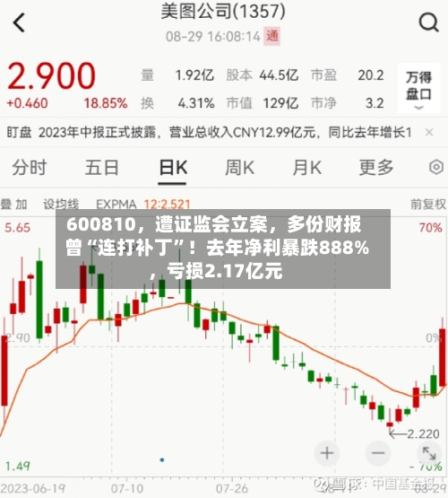 600810	，遭证监会立案，多份财报曾“连打补丁	”！去年净利暴跌888%，亏损2.17亿元-第2张图片