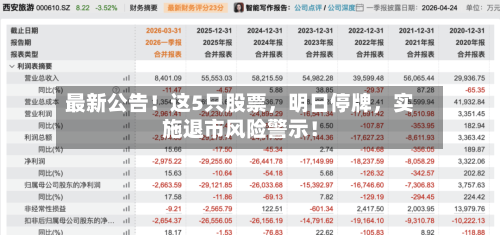 最新公告！这5只股票，明日停牌	，实施退市风险警示！-第1张图片