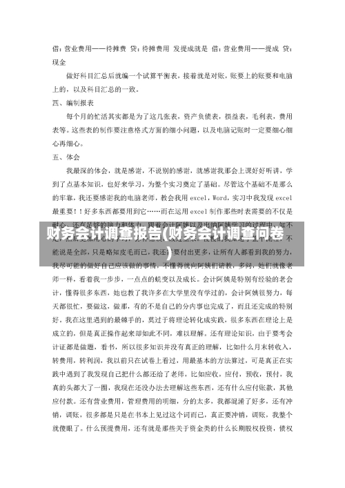 财务会计调查报告(财务会计调查问卷)-第1张图片