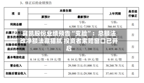 冀凯股份业绩预告“变脸”：总额法改净额法藏猫腻 投资者索赔窗口已开启-第1张图片