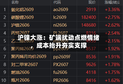 沪镍大涨：矿端扰动点燃情绪，成本抬升夯实支撑-第1张图片