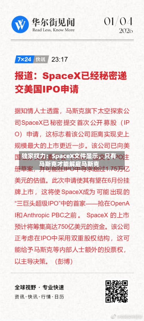 独家权力：SpaceX文件显示，只有马斯克才能解雇马斯克-第1张图片