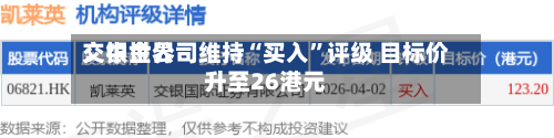 交银世界：中金公司维持“买入”评级 目标价升至26港元-第1张图片