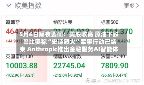 5月6日隔夜要闻：美股收高 原油下跌 鲁比奥称“史诗怒火”军事行动已结束 Anthropic推出金融服务AI智能体-第1张图片