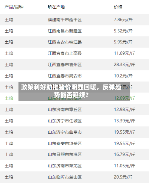 政策利好助推猪价明显回暖，反弹趋势能否延续？-第2张图片