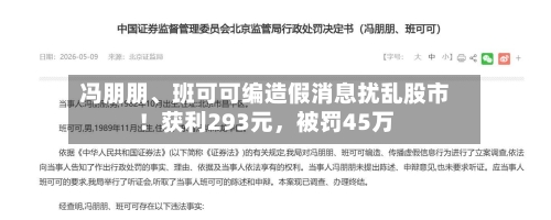 冯朋朋	、班可可编造假消息扰乱股市！获利293元，被罚45万-第2张图片