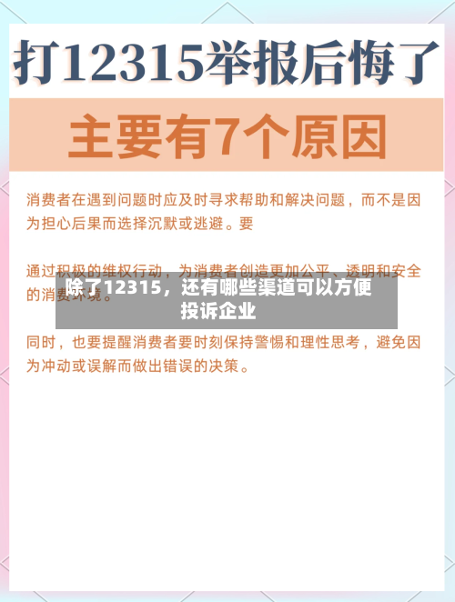 除了12315，还有哪些渠道可以方便投诉企业-第3张图片