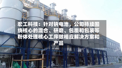 宏工科技：针对钠电池	，公司持续围绕核心的混合	、研磨、包覆和包装等粉体处理核心工序做相应解决方案和产品-第1张图片