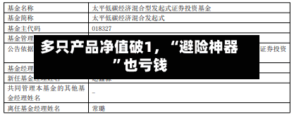 多只产品净值破1，“避险神器”也亏钱-第1张图片