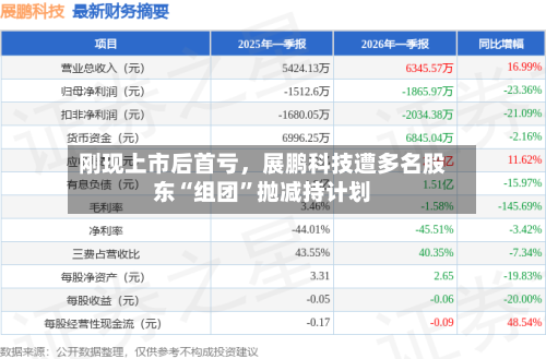 刚现上市后首亏	，展鹏科技遭多名股东“组团”抛减持计划-第3张图片