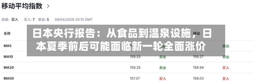 日本央行报告：从食品到温泉设施，日本夏季前后可能面临新一轮全面涨价-第2张图片