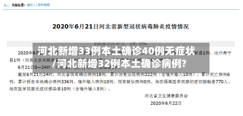 河北新增33例本土确诊40例无症状/河北新增32例本土确诊病例?-第1张图片