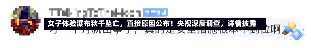 女子体验瀑布秋千坠亡	，直接原因公布！央视深度调查，详情披露-第2张图片