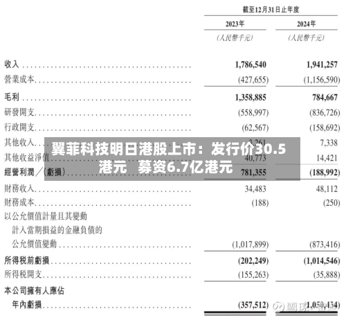 翼菲科技明日港股上市：发行价30.5港元   募资6.7亿港元-第1张图片