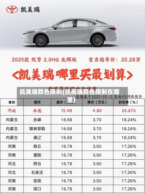 凯美瑞颜色限制(凯美瑞颜色限制在哪里)-第1张图片