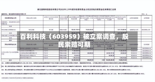 百利科技（603959）被立案调查，股民索赔可期-第1张图片