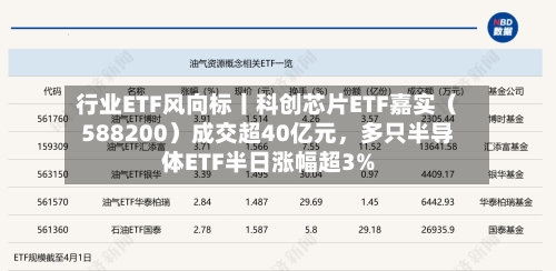 行业ETF风向标丨科创芯片ETF嘉实（588200）成交超40亿元，多只半导体ETF半日涨幅超3%-第1张图片
