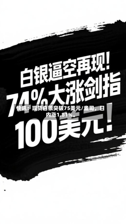 快讯：现货白银突破75美元/盎司	，日内涨1.81%。-第1张图片